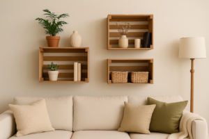 Prateleiras com caixas de madeira: transforme com criatividade