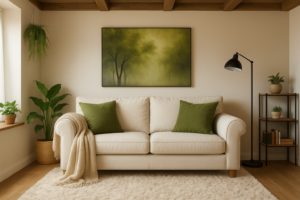 Neutros com toques de verde: equilíbrio na decoração