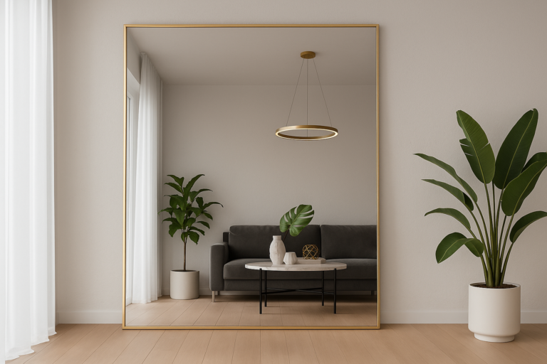 Espelhos de chão: uso estratégico em espaços compactos